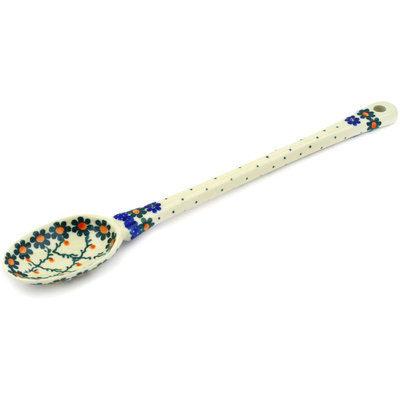 Polish Pottery Spoon 12&quot; Primrose Trellis