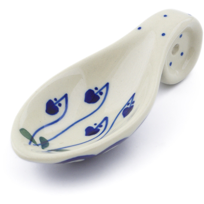 Polish Pottery Spoon 4&quot; Bleeding Heart Peacock