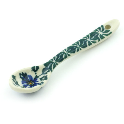 Polish Pottery Spoon 4&quot; Blue Chicory