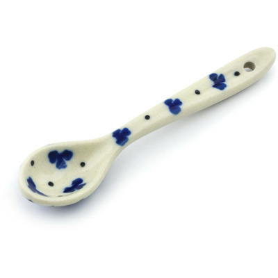 Polish Pottery Spoon 4&quot; Blue Country Field