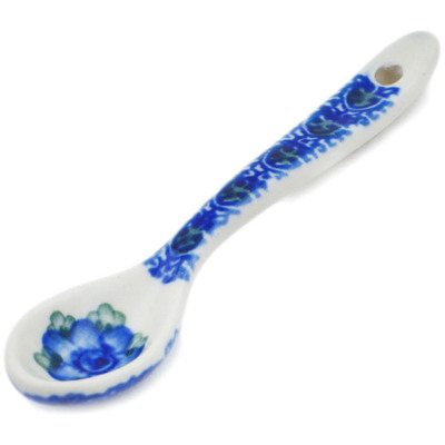 Polish Pottery Spoon 4&quot; Blue Poppies
