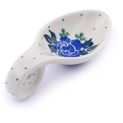 Polish Pottery Spoon 4&quot; Blue Rose