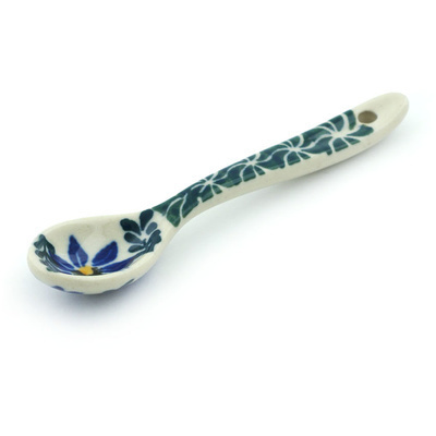 Polish Pottery Spoon 4&quot; Blue Violets