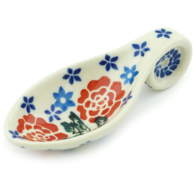 Polish Pottery Spoon 4&quot; Burst Of Roses