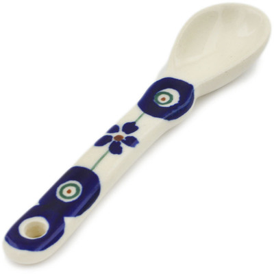 Polish Pottery Spoon 4&quot; Flowering Peacock