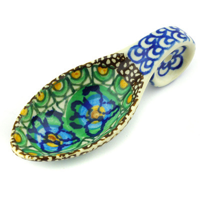 Polish Pottery Spoon 4&quot; Mardi Gras UNIKAT