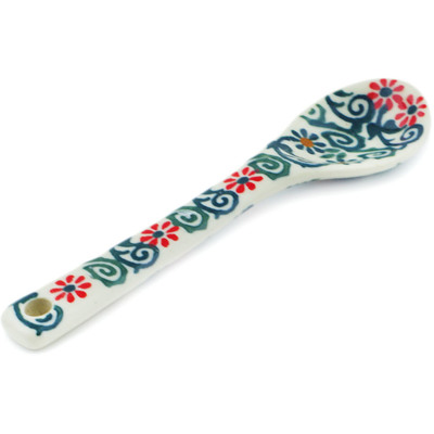 Polish Pottery Spoon 5&quot; Floral Maze UNIKAT