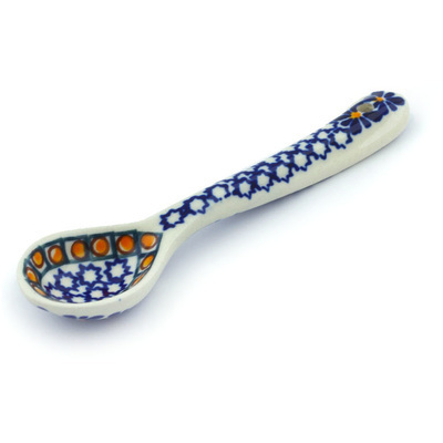 Polish Pottery Spoon 5&quot; Gangham Flower Chain