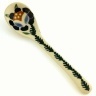 Polish Pottery Spoon 5&quot; Orange And Blue Flower