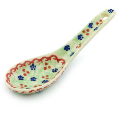 Polish Pottery Spoon 5&quot; Poinsettia UNIKAT