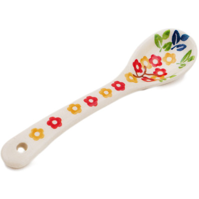 Polish Pottery Spoon 5&quot; Tropical Bloomscape