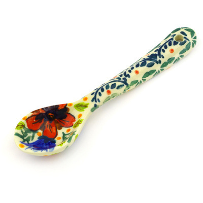 Polish Pottery Spoon 5&quot; Vine Birds UNIKAT