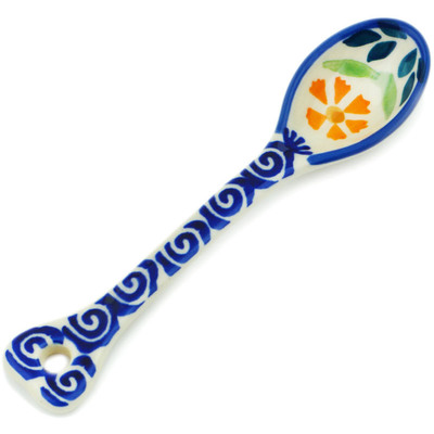 Polish Pottery Spoon 5&quot; Wave Of Flowers