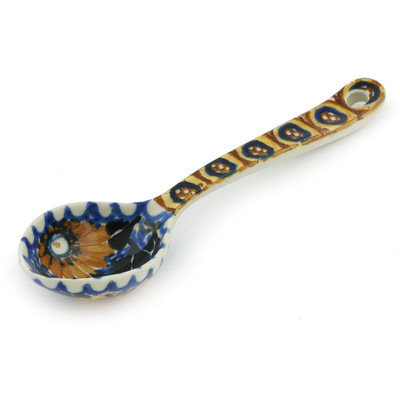 Polish Pottery Spoon 6&quot; Autumn Chrysanthemums UNIKAT