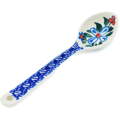 Polish Pottery Spoon 6&quot; Azure Blooms