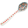 Polish Pottery Spoon 6&quot; Black Daisies UNIKAT