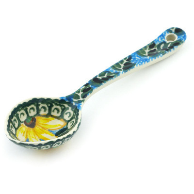 Polish Pottery Spoon 6&quot; Black Eyed Susan UNIKAT