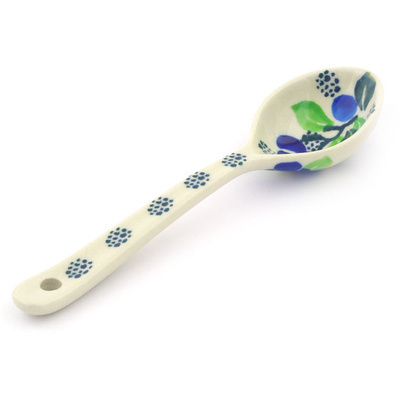 Polish Pottery Spoon 6&quot; Blue Berry Garland