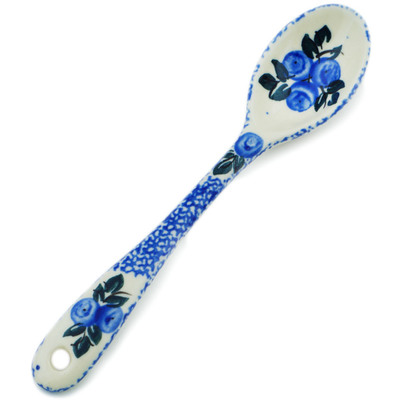 Polish Pottery Spoon 6&quot; Blue Berry Special UNIKAT