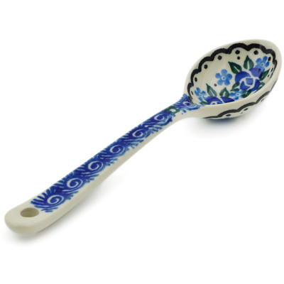 Polish Pottery Spoon 6&quot; Blue Bud Sea