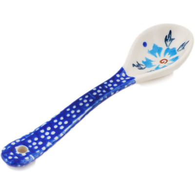 Polish Pottery Spoon 6" Blue Cornflower