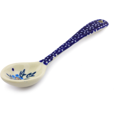 Polish Pottery Spoon 6&quot; Blue Cornflower