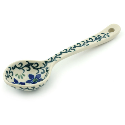 Polish Pottery Spoon 6&quot; Blue Dogwood