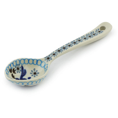 Polish Pottery Spoon 6&quot; Blue Ice