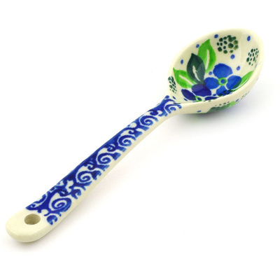 Polish Pottery Spoon 6&quot; Blue Phlox