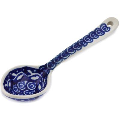 Polish Pottery Spoon 6&quot; Blue Rope Vine