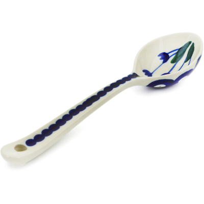 Polish Pottery Spoon 6&quot; Blue Tulip Peacock