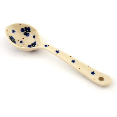Polish Pottery Spoon 6&quot; Blueberry Stars