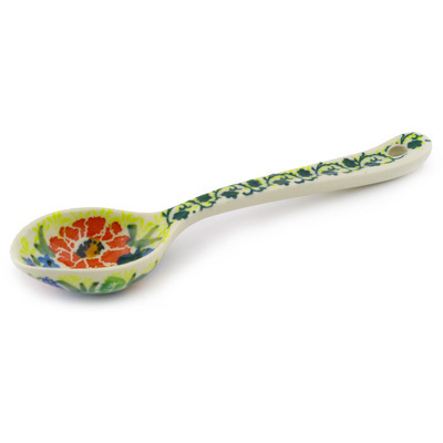 Polish Pottery Spoon 6&quot; Bountiful Blue Bonnet UNIKAT