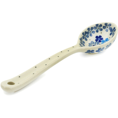 Polish Pottery Spoon 6&quot; Bunch Of Blue Flowers