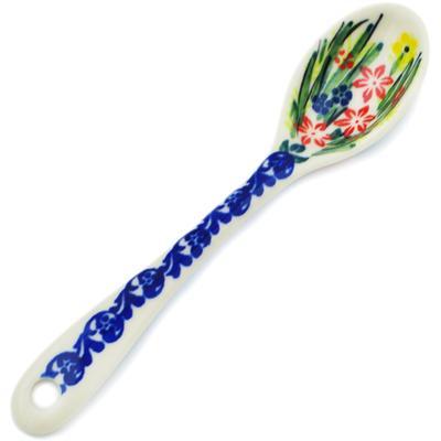 Polish Pottery Spoon 6&quot; Butterfly Flower Bed UNIKAT