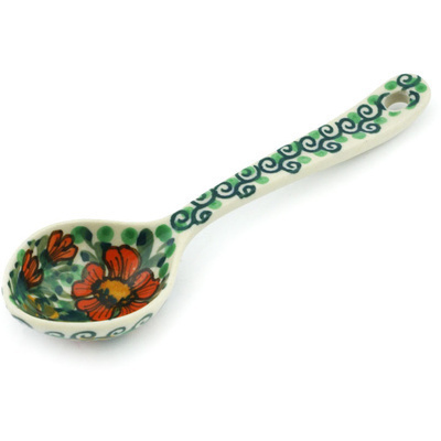 Polish Pottery Spoon 6&quot; Butterfly Holly UNIKAT