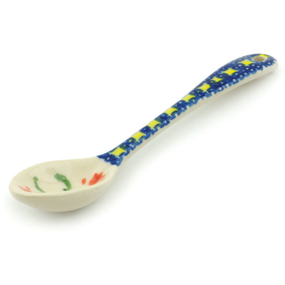Polish Pottery Spoon 6&quot; Cocentric Tulips
