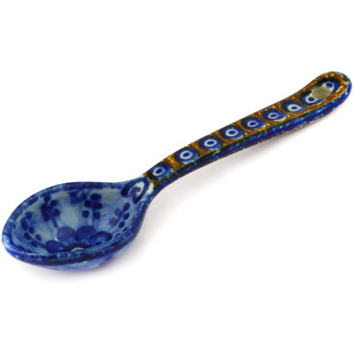 Polish Pottery Spoon 6&quot; Dancing Blue Poppies UNIKAT