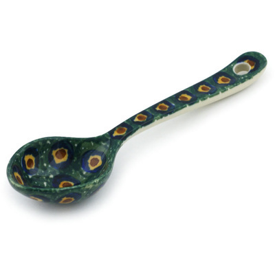 Polish Pottery Spoon 6&quot; Emerald Peacock