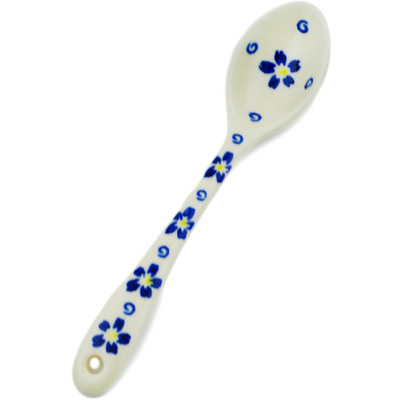 Polish Pottery Spoon 6&quot; Forget Me Not Swirls