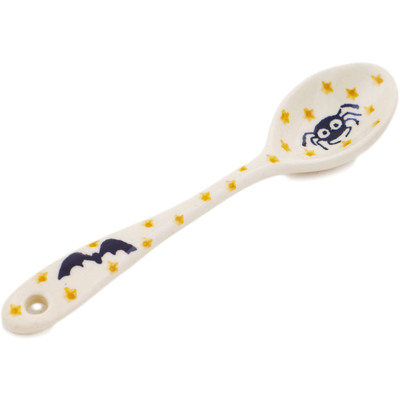 Polish Pottery Spoon 6&quot; Halloween Spooky Pumpkin