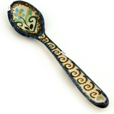 Polish Pottery Spoon 6&quot; Heart Vines UNIKAT