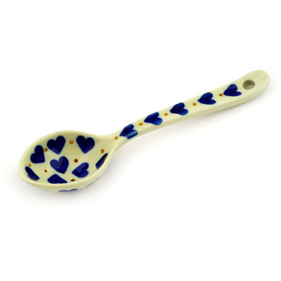 Polish Pottery Spoon 6&quot; Hearts Delight