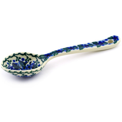 Polish Pottery Spoon 6&quot; Hummingbird Blue UNIKAT