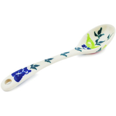 Polish Pottery Spoon 6&quot; Pansy Wreath UNIKAT