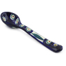 Polish Pottery Spoon 6&quot; Peacock Leaves
