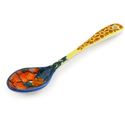 Polish Pottery Spoon 6&quot; Poppy Love UNIKAT