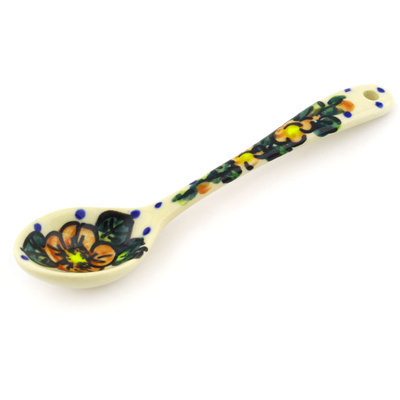 Polish Pottery Spoon 6&quot; Red Bouquet