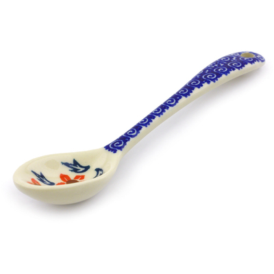 Polish Pottery Spoon 6&quot; Red Cornflower