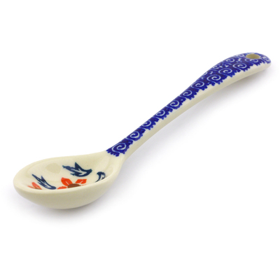 Polish Pottery Spoon 6" Red Cornflower